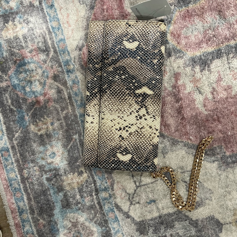 Nordstrom Beige and Black Snakeskin Clutch